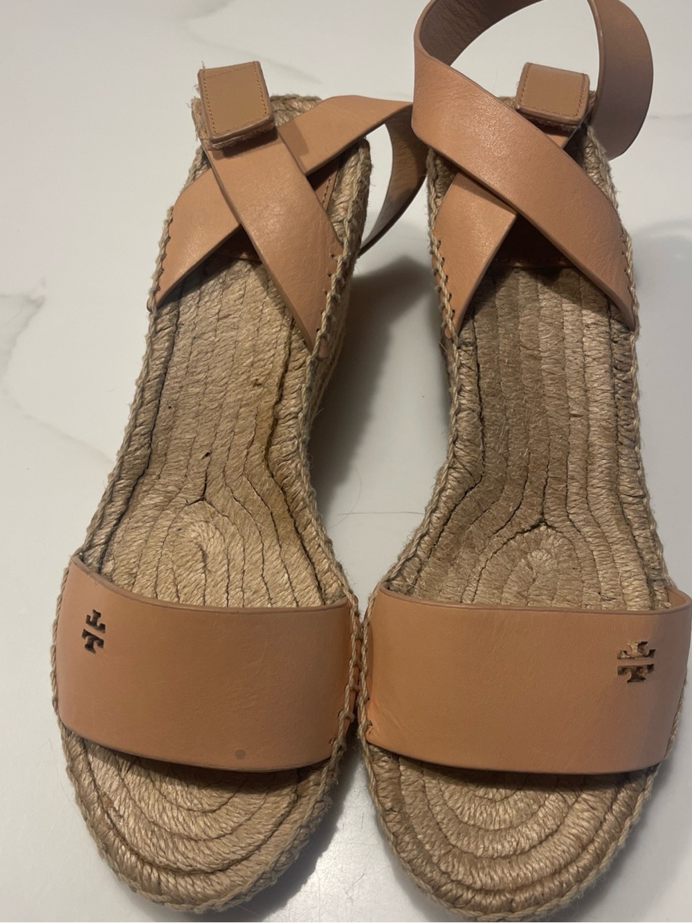 Tory Burch Tan Leather Espadrille Ankle-Strap Sandals - Picture 2 of 12